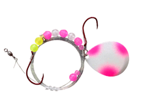 PINK OASIS *GLOW* night crawler harness crawler harness worm harness walleye spinner rig